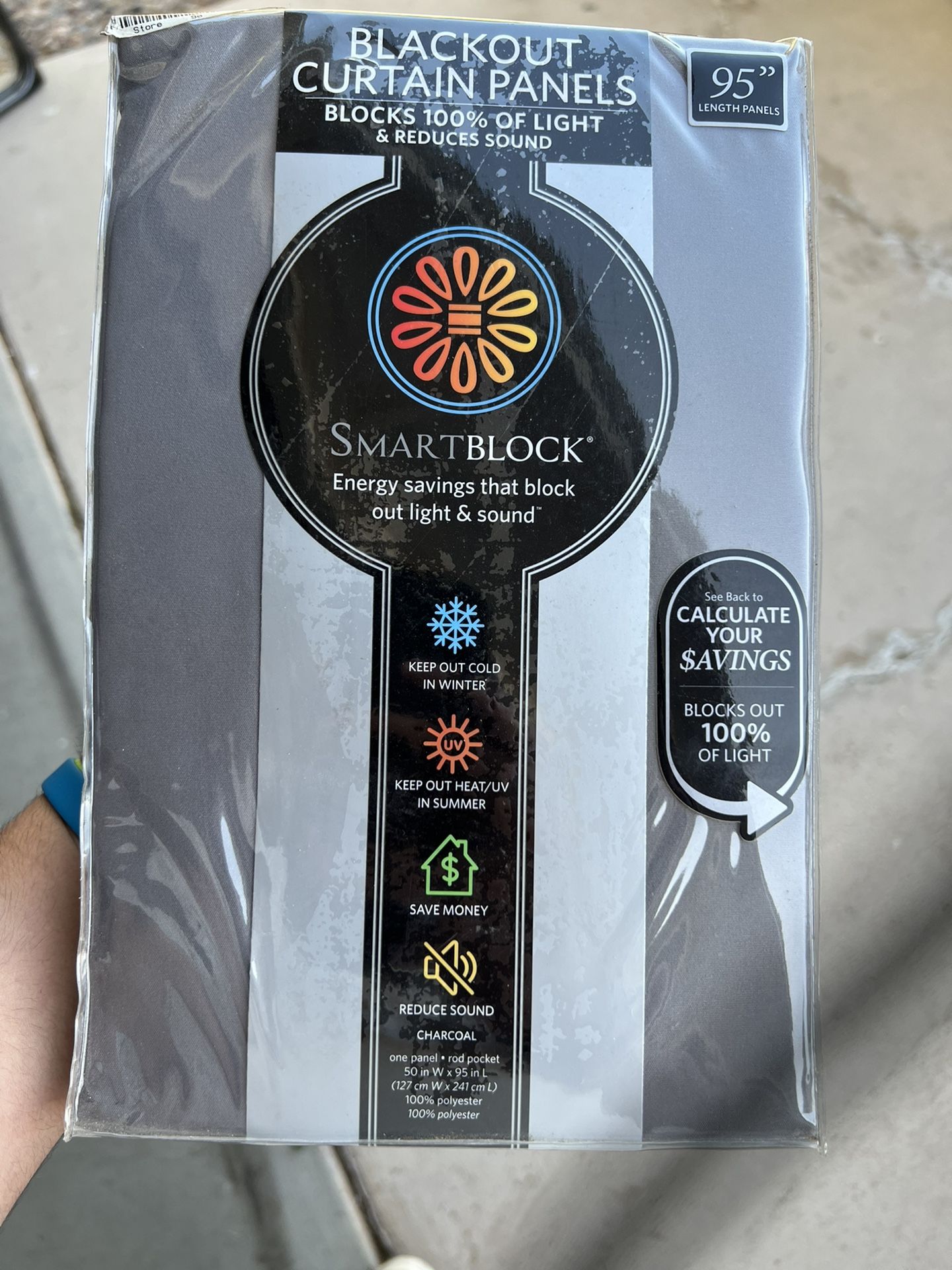 SmartBlock Blackout Curtain Panels (Charcoal)