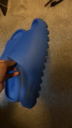 Blue Yeezy slides