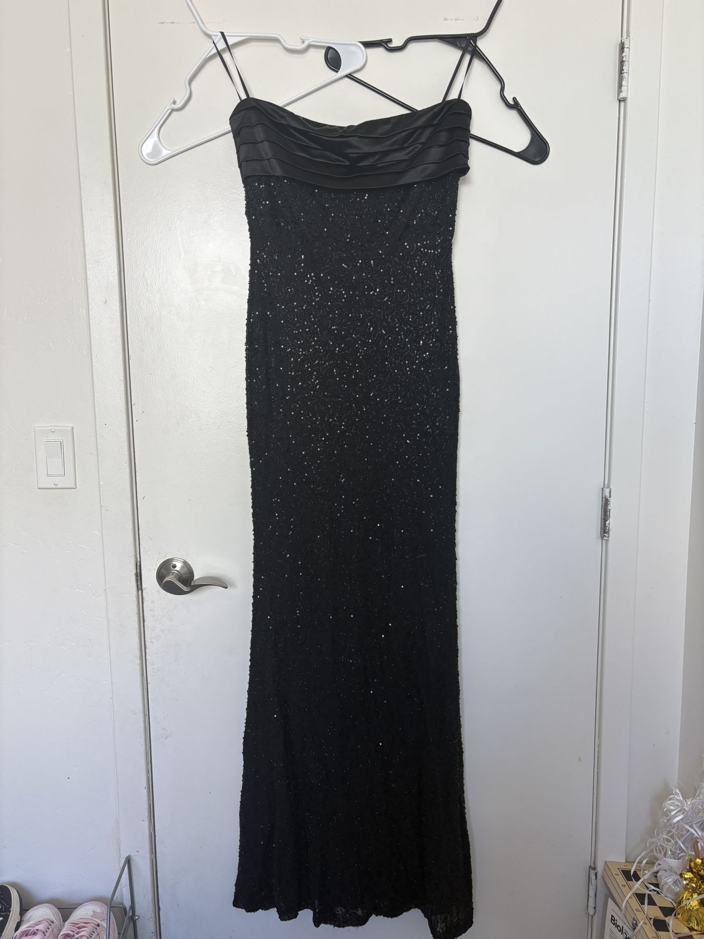 Windsor all black strapless sparkly beaded dress