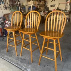 Bar Stools Solid Oak Wooden Chairs Home Furniture