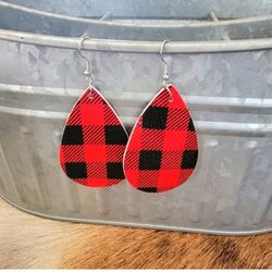 Faux Leather Flannel Color Earrings 