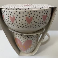 Valentine’s Gift Set. Mug And Bowl. 