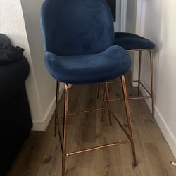 2 Modern Velvet Bar Stools 