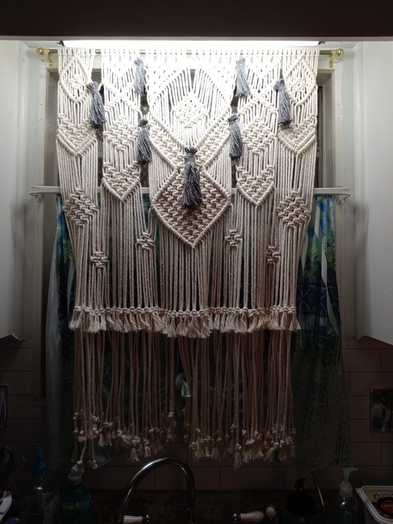 Macrame Hanging Wall Decor Or Kitchen Curtain