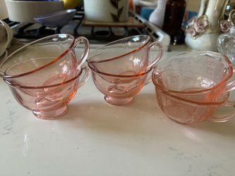 Vintage Set of 6 Pink Depression Glass Punch Cups Set of 4