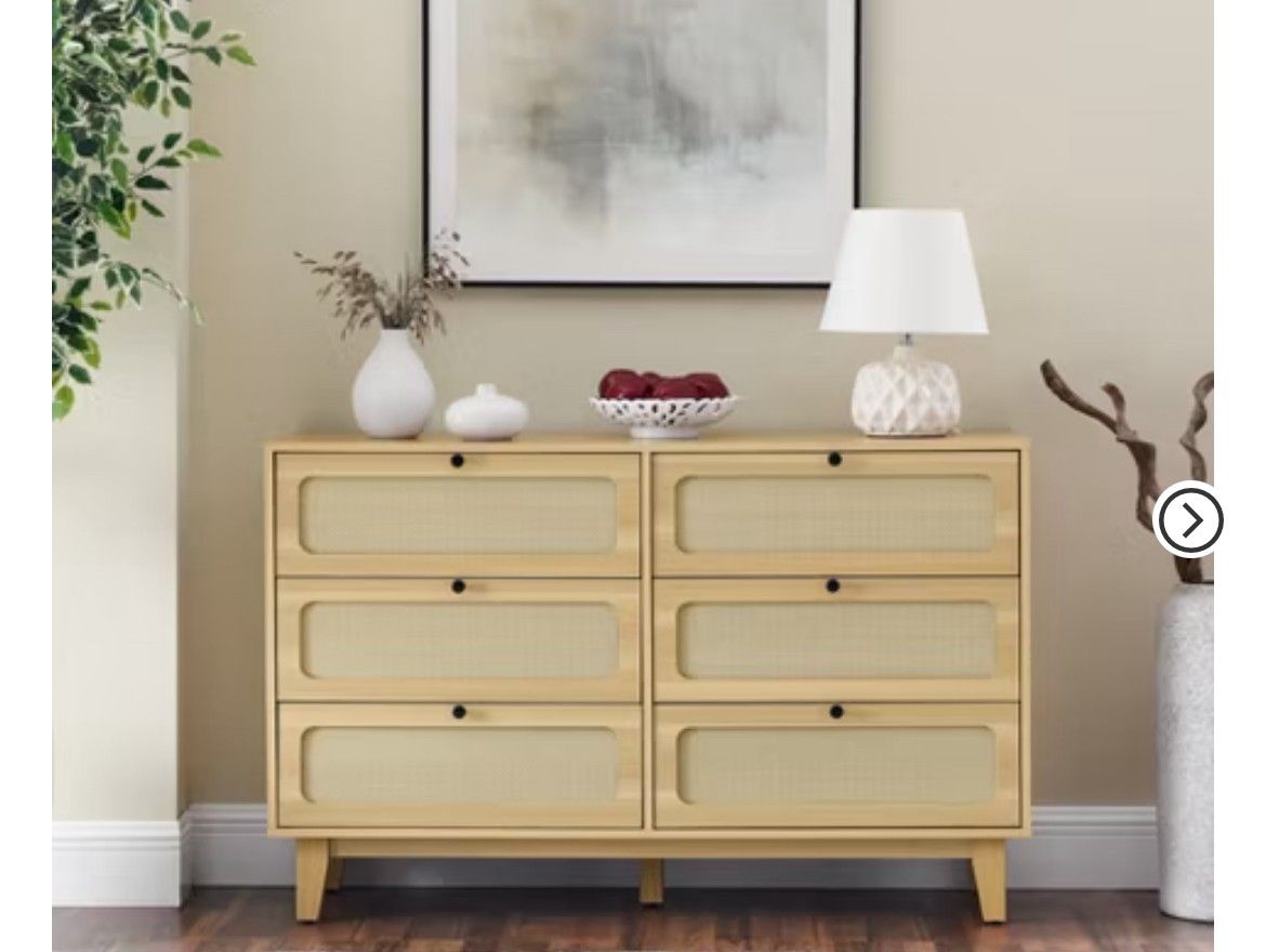 6 Drawer Rattan Dresser