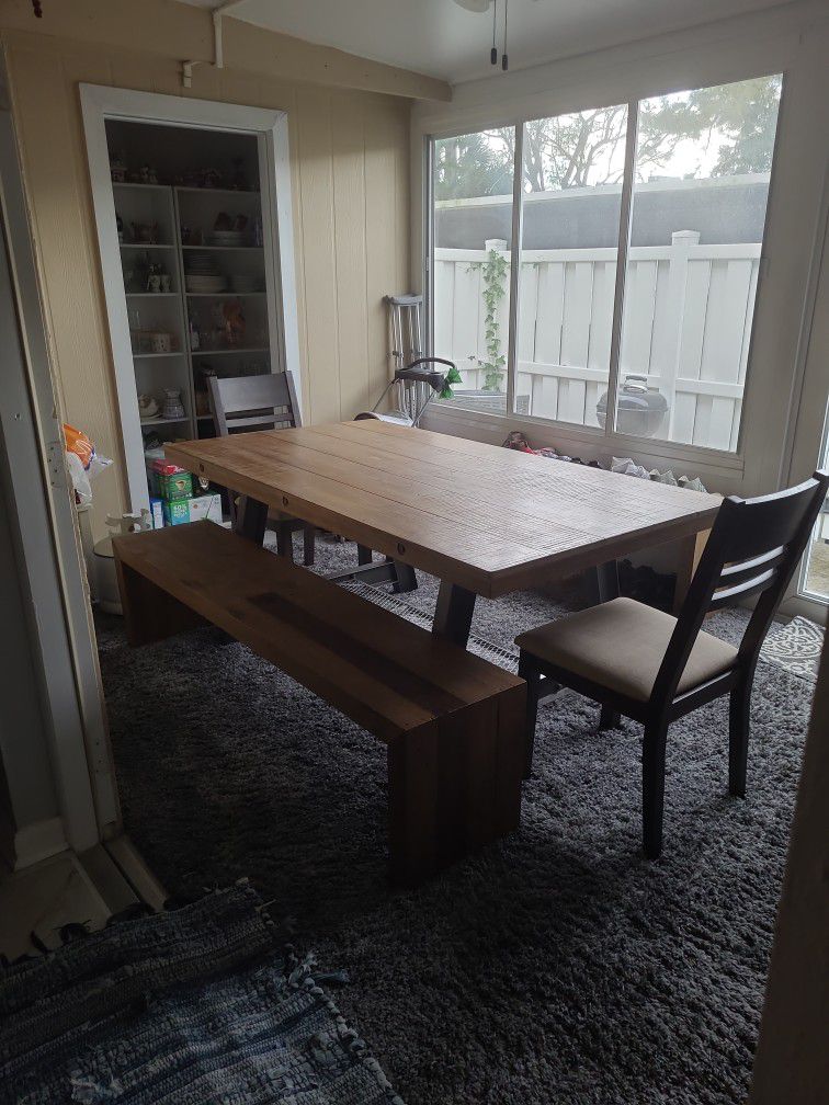 Kitchen Table With 2 Benches And 2 Chairs