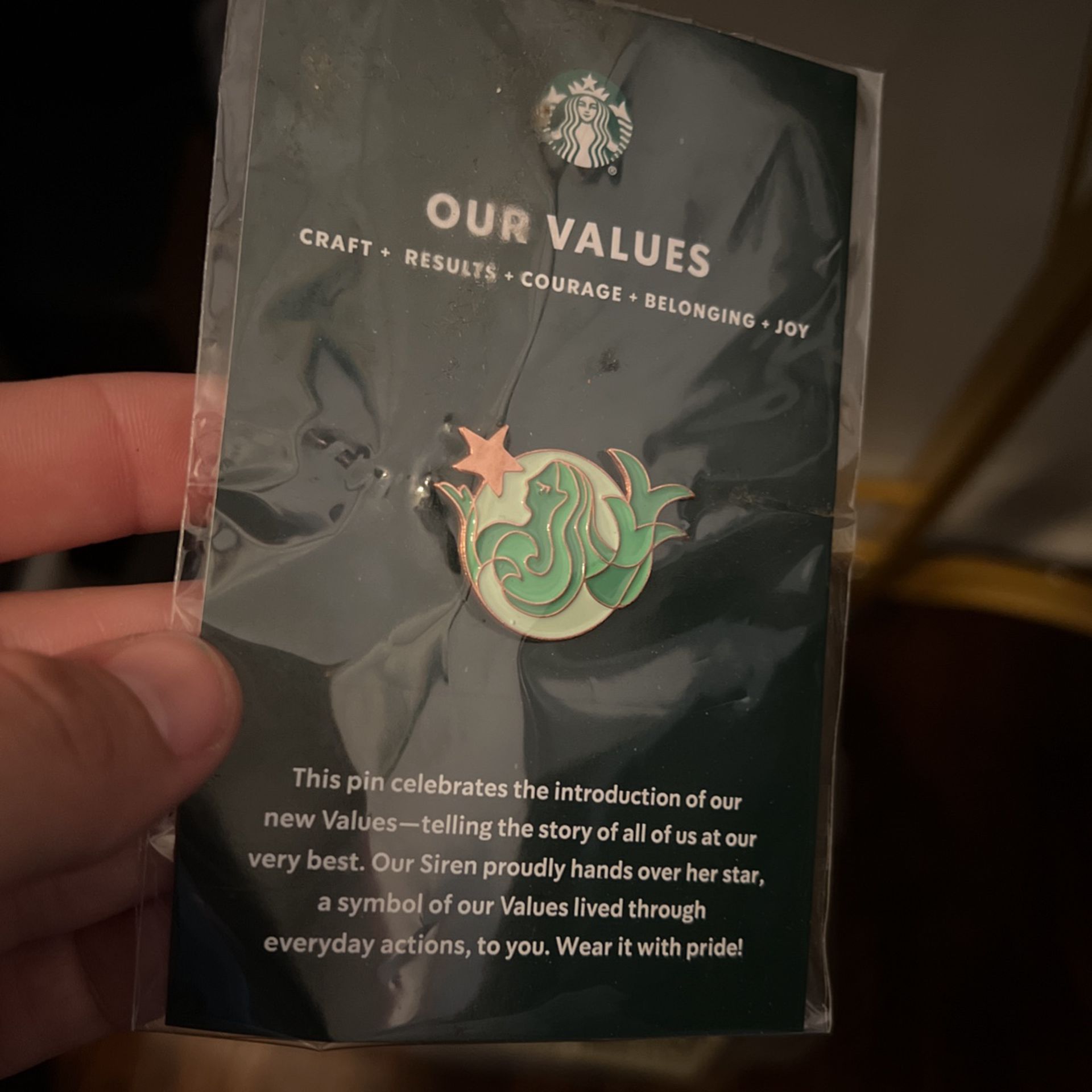 Authentic Starbucks Pin & Green Apron