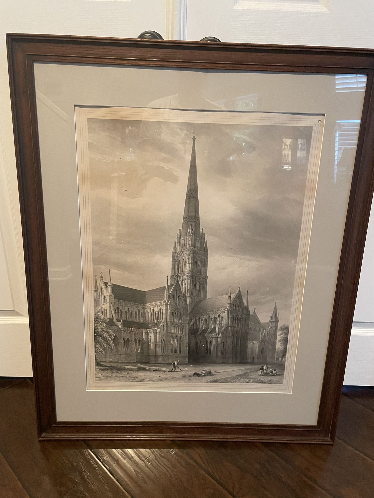 Antique Artwork - Sketch Of Salisbury Cathedral