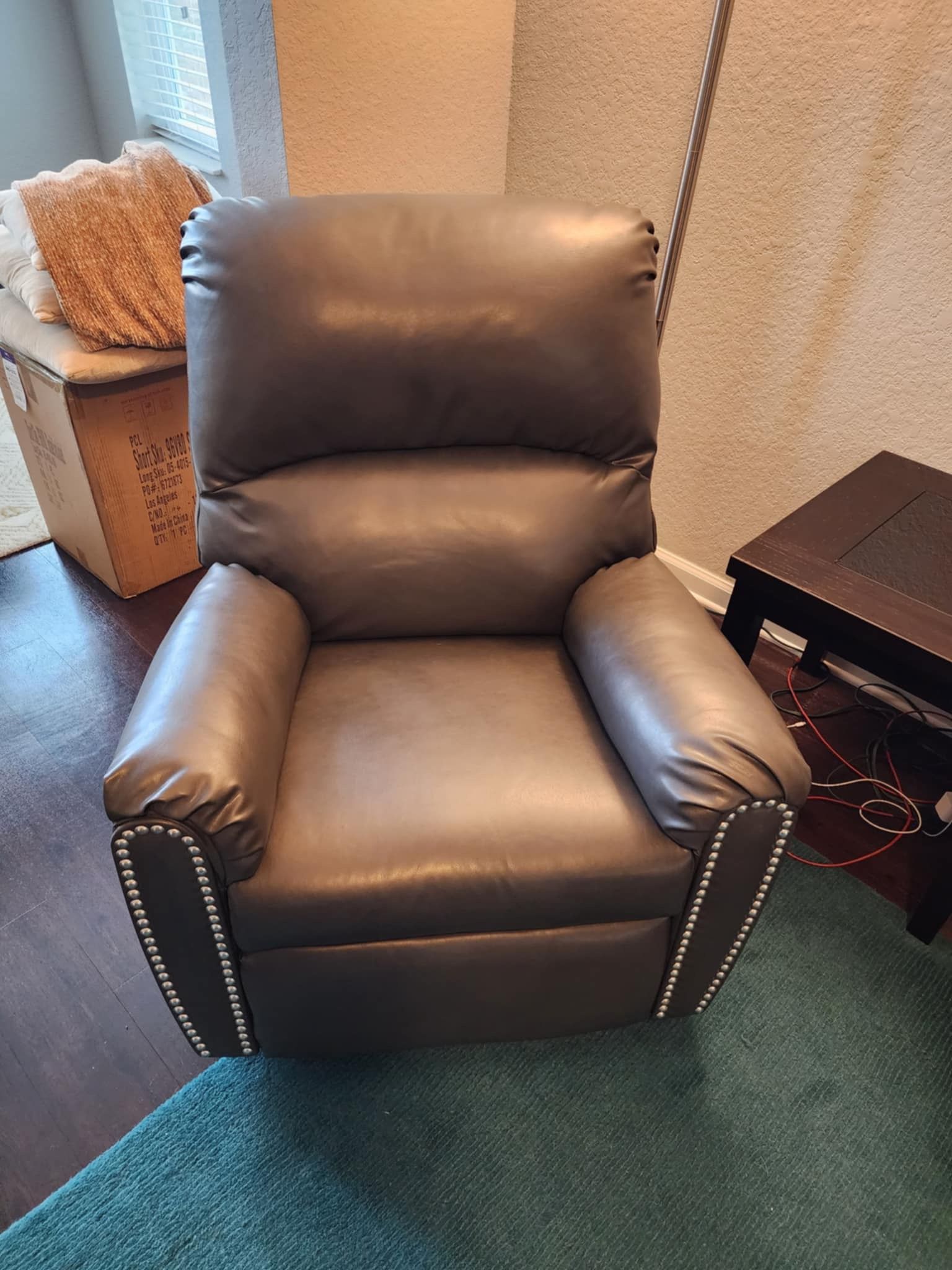 Gray Vegan-leather Recliner