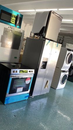 Set refrigerator side by side 33 inch stove electric dishwasher microwave Frigidaire* SS