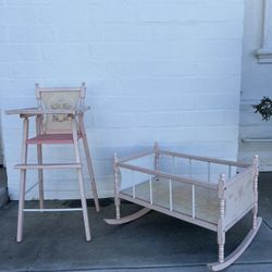 Doll highchair and crib