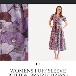 Kate Quinn S Women’s puff Sleeve Prairie Dress - purple dragonfly