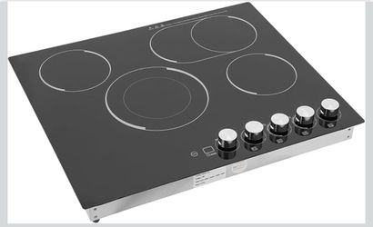 Pinkelin 4-Burner Electric Cooktop, 24" x 20" Electric Ceramic Cooktop with Knob Control, 110V 1200W Built-in Stove Top with 0-90mins Timer, for Home,