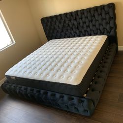 NEW 🛏️ Luxury Tufted Black Bedframe 🛏️ ONLY $10 DOWN