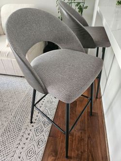 Set of 2 Modern Bar-Height Upholstered Barstools