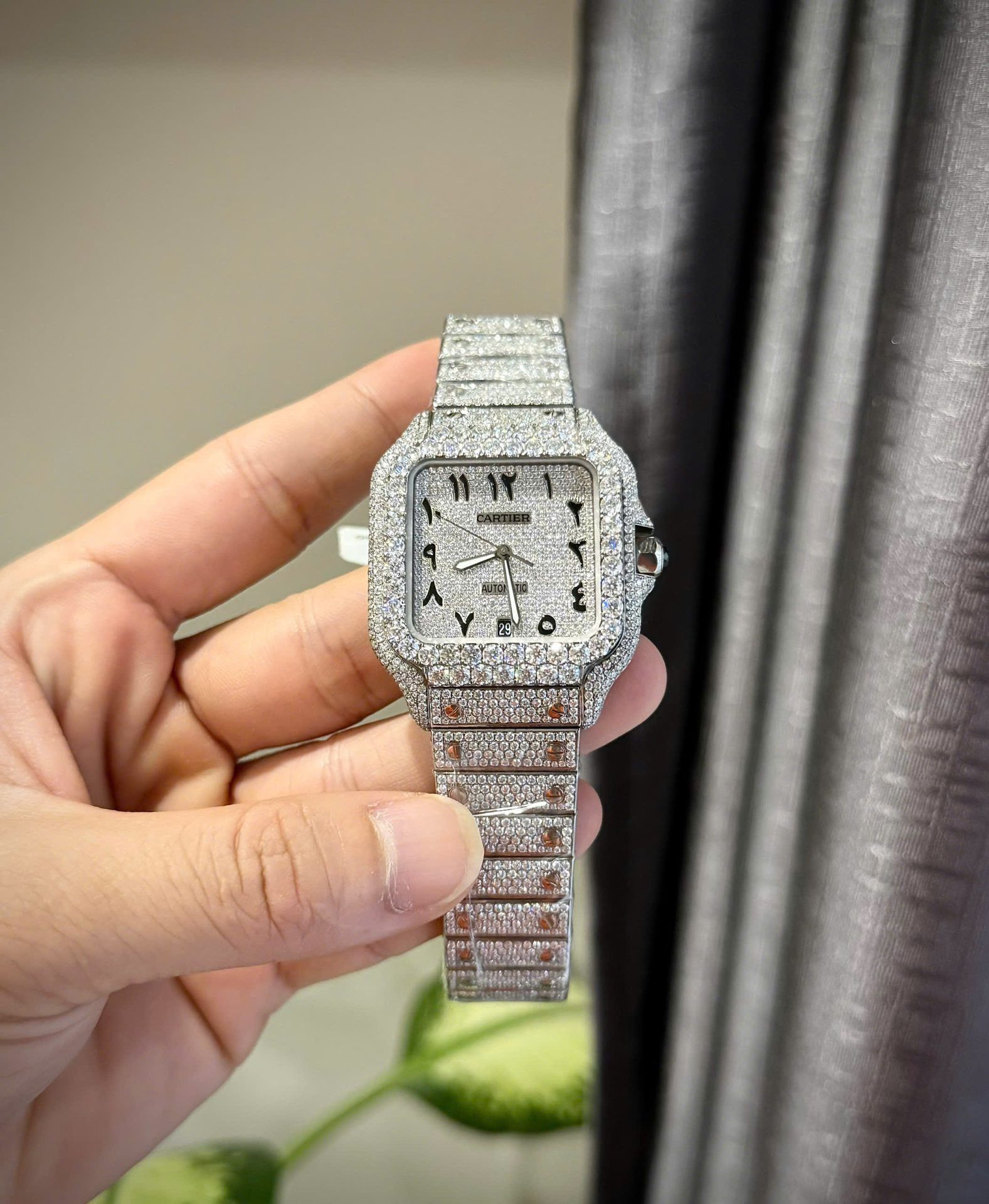 Moissanite covered cartier ( arabic numerals )