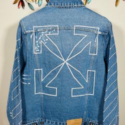 OFF-WHITE OUTLINE DENIM JACKET UNISEX !!!