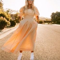 Free People Ain’t She A Beaut Midi Maxi Dress XL Peach