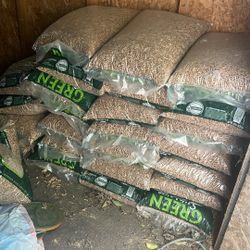 bout 25 bags pellets  (house heating pellet stove)