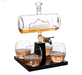 Los Angeles Wine & Whiskey Dispenser With 4 Glasses