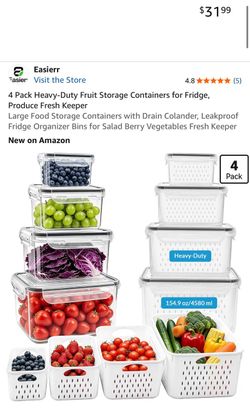 Heavy-duty fridge/freezer storage containers with drain colanders