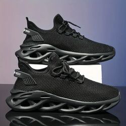 Men's Triple Black Blade Athletic Sneakers - Lightweight Running Shoes (Size 40 / US 7.5)