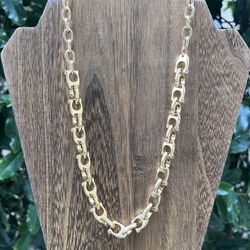 Coach Gold Link Chunky Chain with Pink Stones 