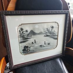 BEAUTIFUL CHINESE PRINT - BEVEL FRAMED AND IN MINT CONDITION