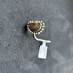 Silver Ring 925 With Natural Stone Size 6