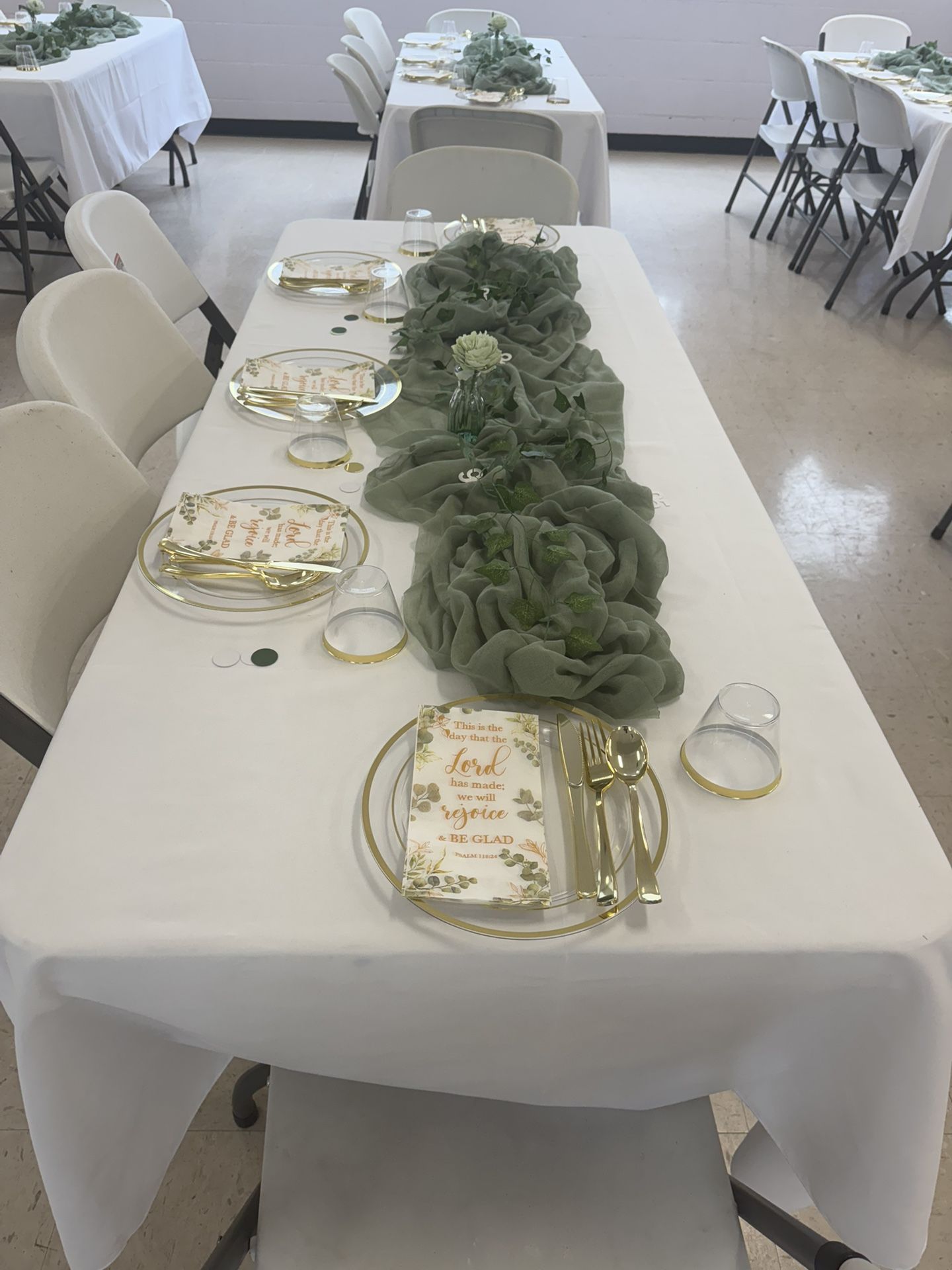 Sage Green Cheesecloth Table Runners