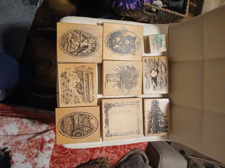 Lot Of MANY Rubber Ink Stamps (New And Gently Used) And Brand New Ink Pads