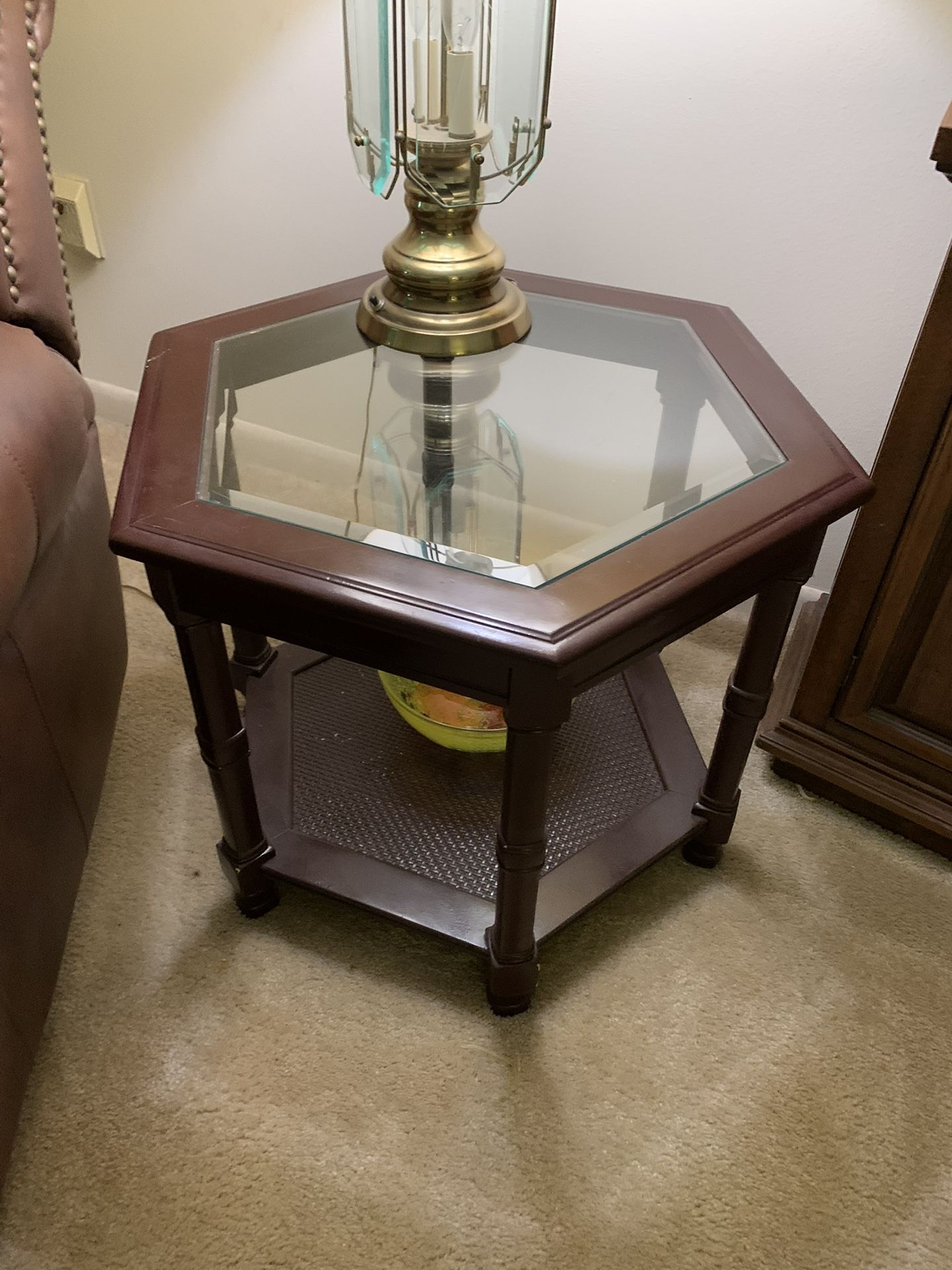 Furniture Hex Glass Top End Table