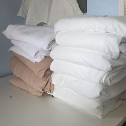 52 Yards Ribbed Stretch Knit Fabric – White & Nude – $90 for ALL