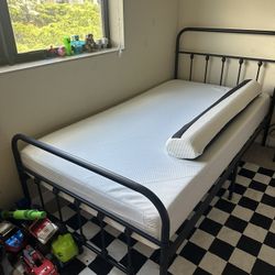Twin Bed Frame/ Twin Mattress LIKE NEW (2 Sets Available)