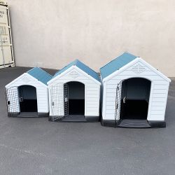 New Plastic Dog House w/ Lock Door (Medium $80, Large $115, X-Large $160) All Weather Cage Kennel 