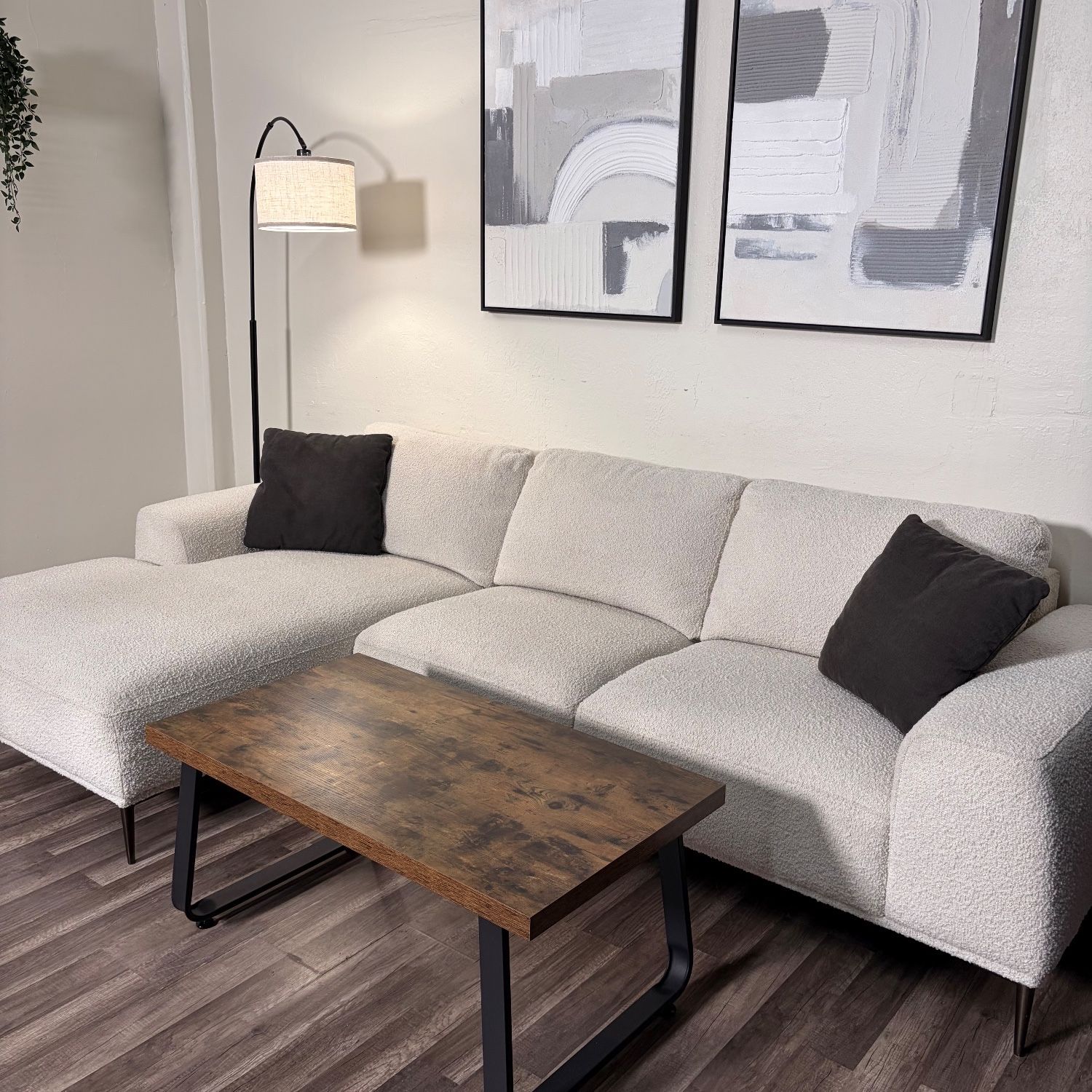 Cream Boucle Sectional Couch DELIVERY WITHIN A WEEK