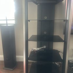 Vertical High End Entertainment Stand With Glass Shelves 
