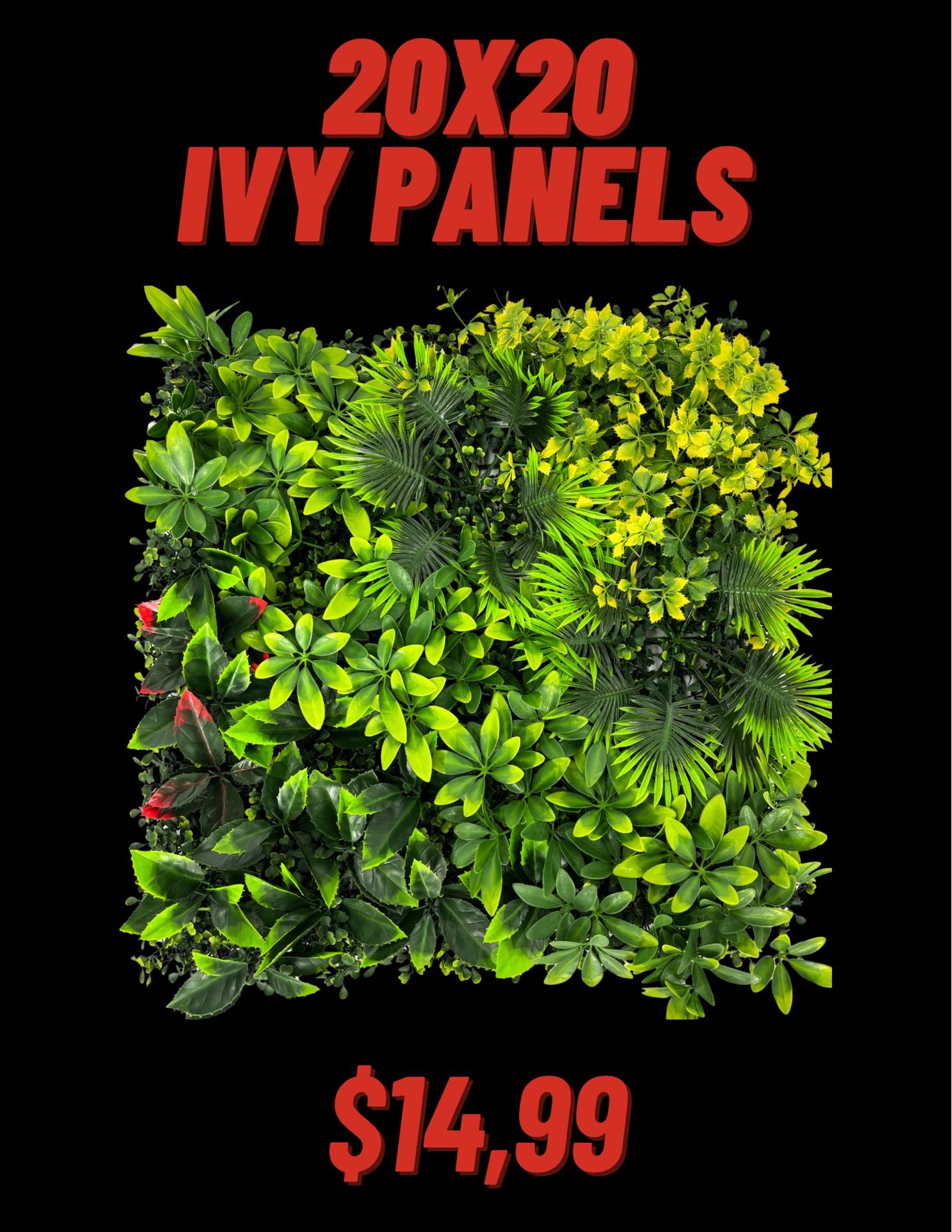 20x20 Artificial Ivy Living Wall Panel