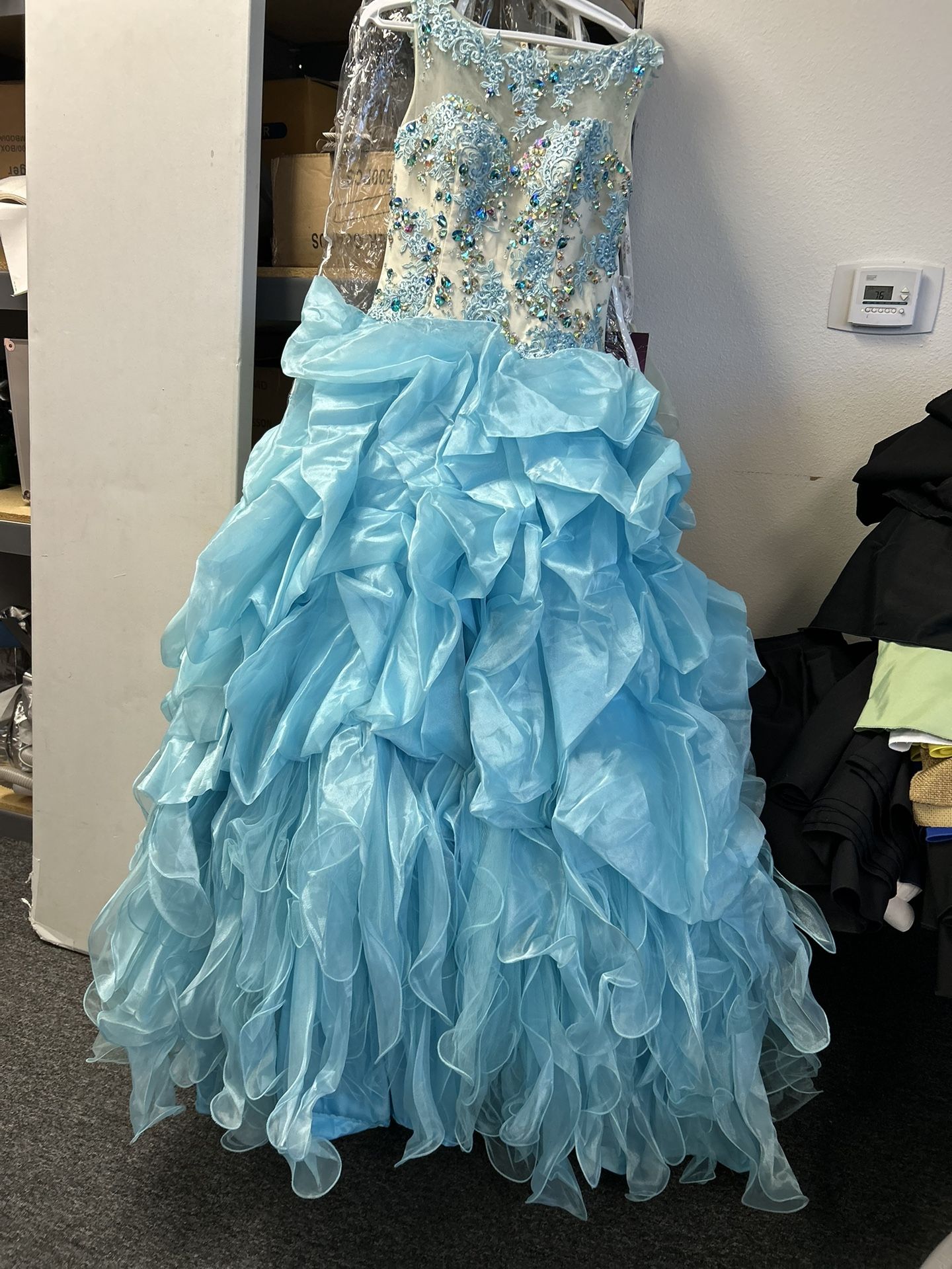 OBO Disney Royal Ball Quinceanera Dress Aqua/Nude Color