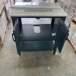 Home Decorators Collection Sherway 31 in. Single Sink Antigua Green Bath Vanity with White Carrara Marble Top (Assembled)