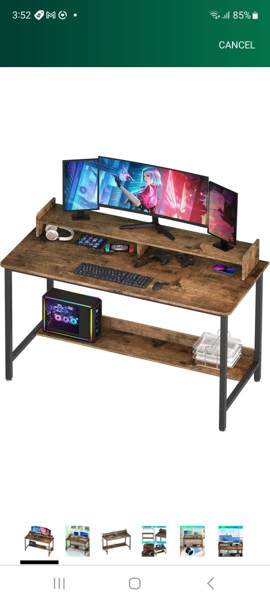 WOODYNLUX Computer Desk with Shelves, 43 Inch Gaming Writing Desk, Study PC Table Workstation with Storage for Home Office, Living Room, Bedroom, Meta