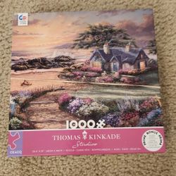 Thomas Kinkade Studios Puzzle Sealed New 1000 Pieces Beach House Flowers