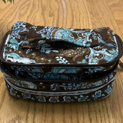 Vera Bradley Jewelry Case Zip Bag Brown Teal