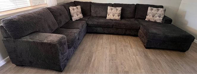 Charcoal fabric sectional couch