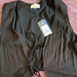 Black lace Up Vest Large