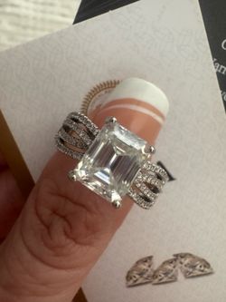 4ct Emerald Cut Moissanite Ring - Size 9