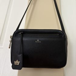 J.ESTINA Leather Shoulder Bag, Black