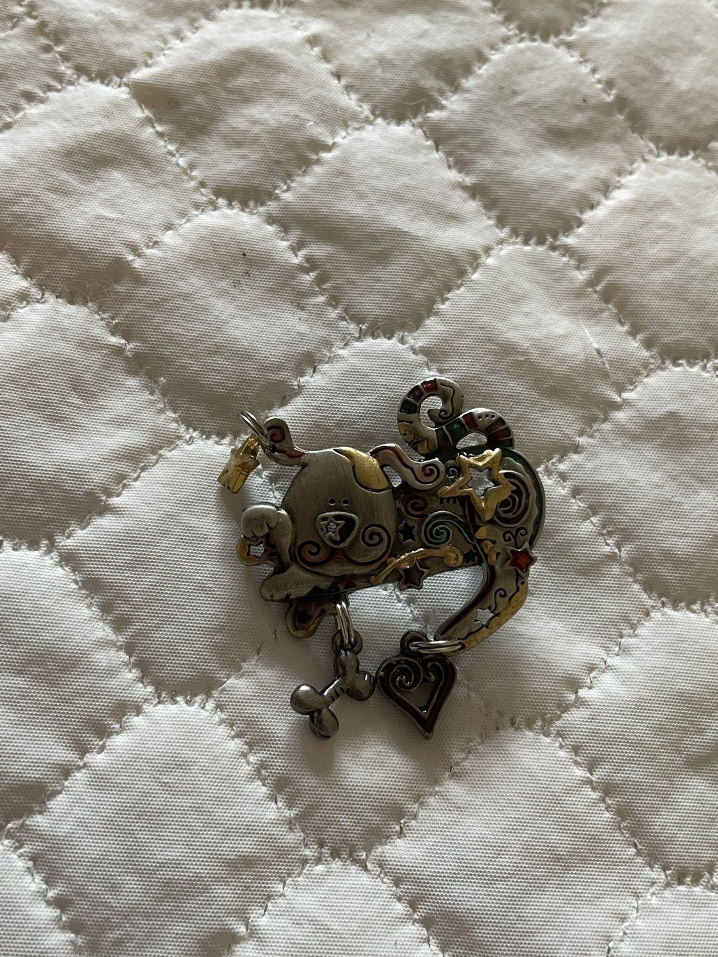 PUPPY DOG Pin by GANZ Charms Bone Heart Star Pewter
