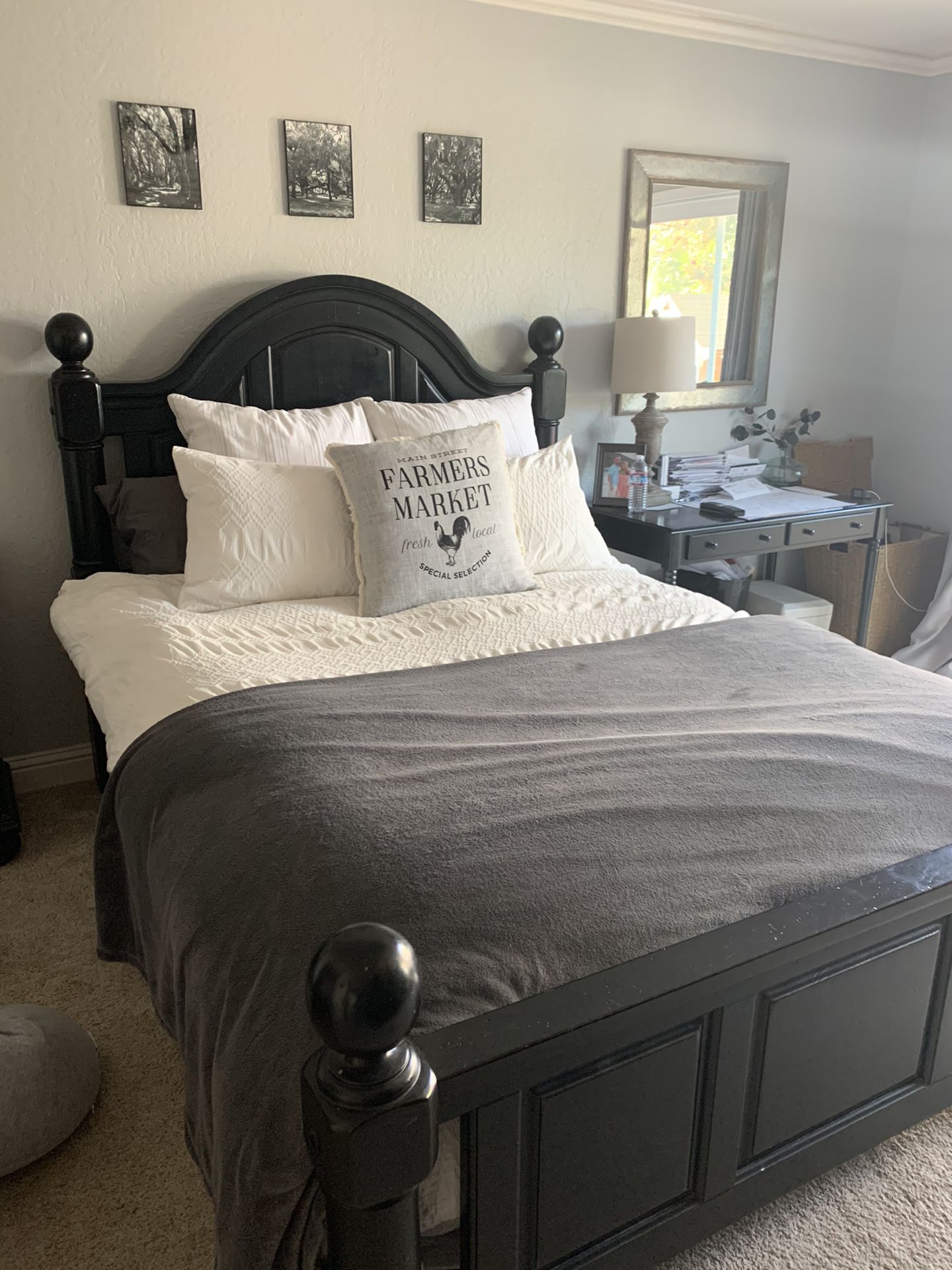 Queen bed with free mattress.